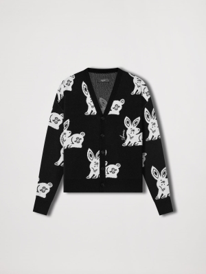 Pánské Knitwear Amiri Rabbit Repeat Cardigan Černé Bílé | 65879-UVLP
